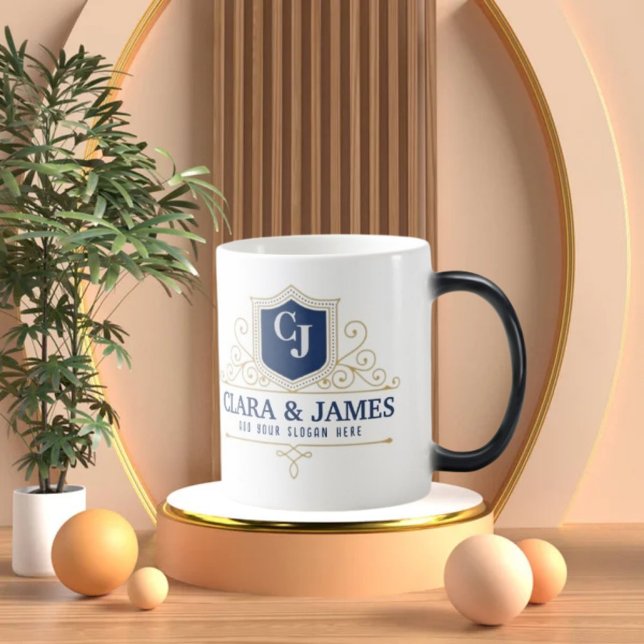 Bride And Groom Monogram Names Elegant Weeding Verwandlungstasse (Von Creator hochgeladen)