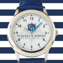  Bride And Groom Monogram Names Weeding gift Armbanduhr