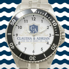  Bride And Groom Monogram Names Weeding gift Armbanduhr