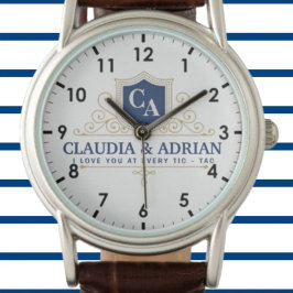  Bride And Groom Monogram Names Weeding gift Armbanduhr