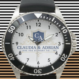  Bride And Groom Monogram Names Weeding gift Armbanduhr