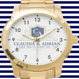  Bride And Groom Monogram Names Weeding gift Armbanduhr