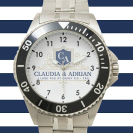  Bride And Groom Monogram Names Weeding gift Armbanduhr