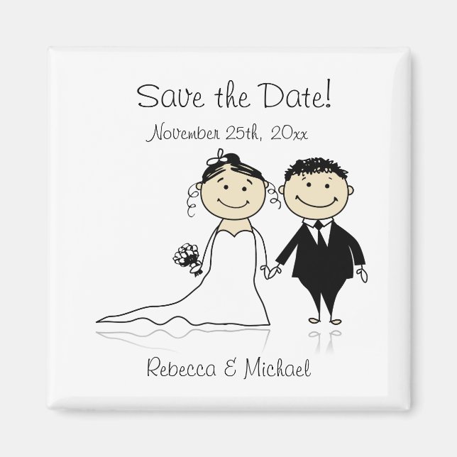 Bride and Groom - Niedlich Save the Date Magnete (Vorne)