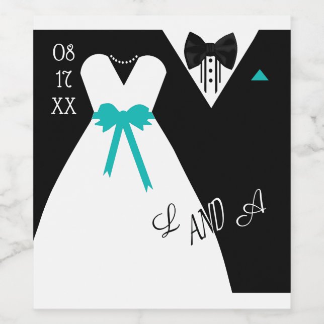 Bride and Groom passen die Farbensehen an Weinetikett (Einzelnes Label)