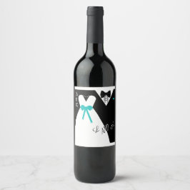 Bride and Groom passen die Farbensehen an Weinetikett