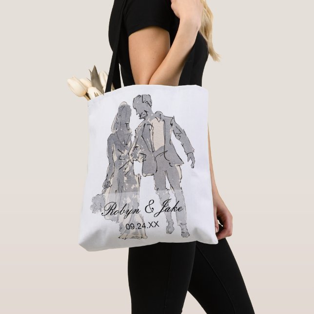 Bride and Groom Personalized Names Elegant Tote (Von Nahem)