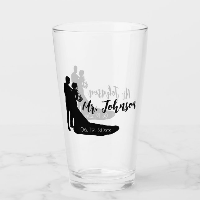 Bride and Groom Silhouette Glas (Vorderseite)