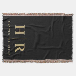 Bride and Groom Wedding Monogram Minimalist Woven Decke