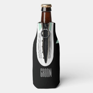 BRIDE Aquamarin Blue & Black Tuxedo Brautparty Gro Flaschenkühler