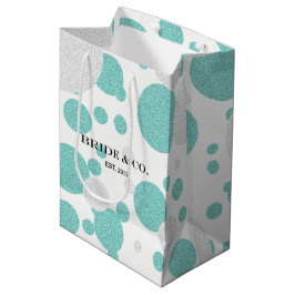 BRIDE Aquamarin Blue Polka Dot Dusche Tiara Party Mittlere Geschenktüte
