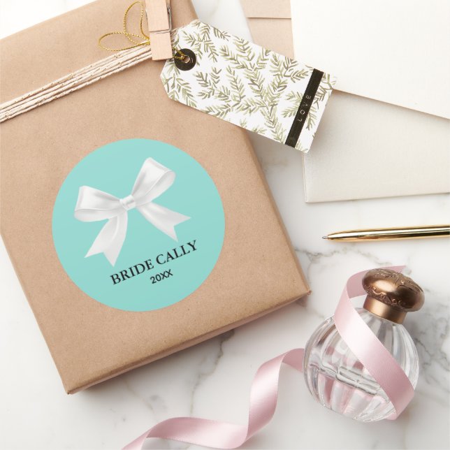 BRIDE Aquamarin Blue Tiara Party Classic Round Sti Runder Aufkleber (Schenken)