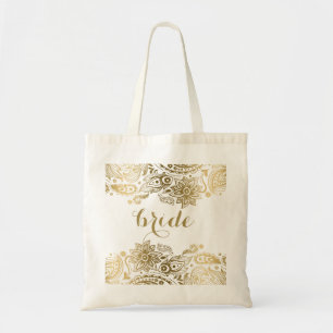 Bride Bag Gold Floral Lace paisley Tragetasche
