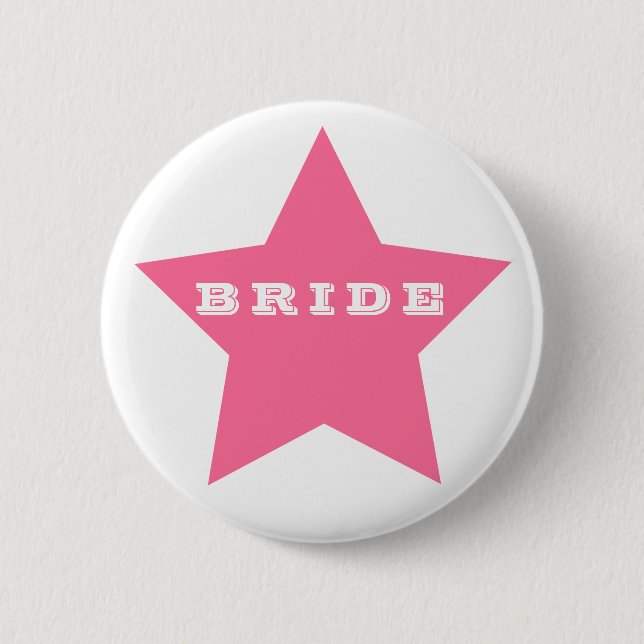 BRIDE | Big HOT PINK Star Button (Vorderseite)