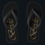 Bride Black Gold Drehbuch elegante Hochzeit Flip Flops<br><div class="desc">Bride,  Gold-Drehbuch und schwarz elegante Hochzeit Flip Flops</div>