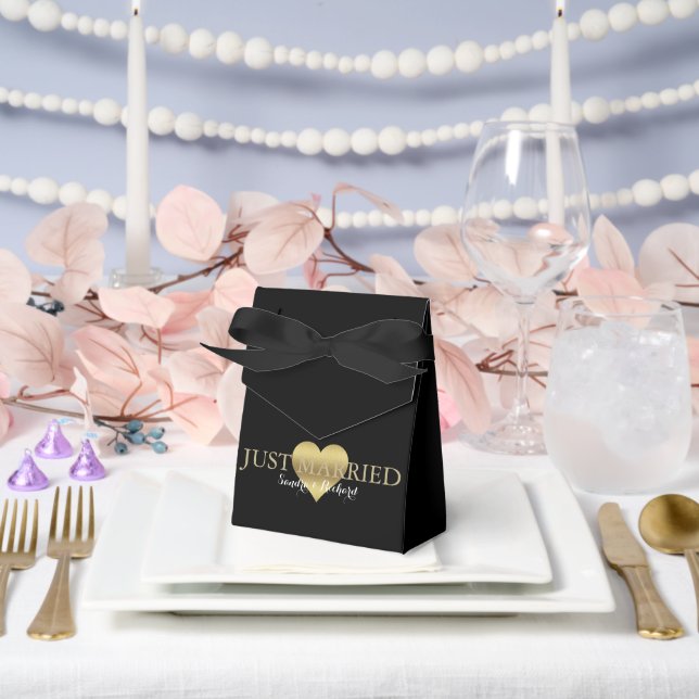 BRIDE Black & Gold Heart Wedding Brautparty Geschenkschachtel (Hochzeit)