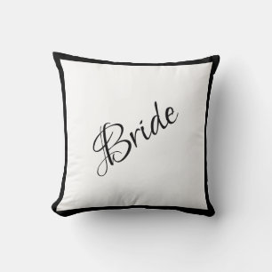 Bride Black Script Chic Wedding Kissen