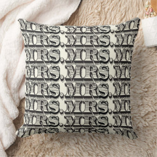 Bride Black und Ivory Mrs Typografie Pattern Kissen