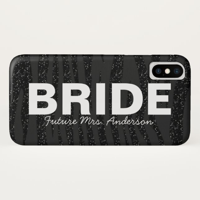 Bride Black Zebra Glitzer Design Case-Mate iPhone Hülle (Rückseite (Horizontal))