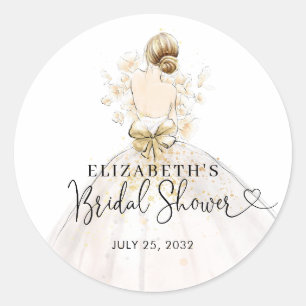 Bride Blonde Dress Floral Willkommen Brautparty Runder Aufkleber