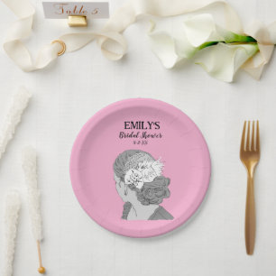 Bride Blonde Floral Welcome Brautparty Pappteller
