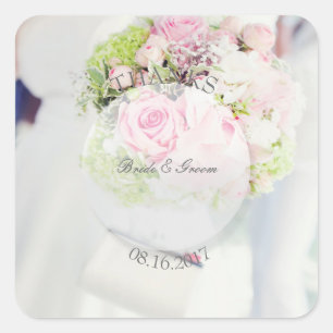 Bride Blume Bouquet bearbeitet Hochzeit Dank Quadratischer Aufkleber