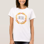 Bride. Botanische Hochzeit im Herbst des Aquarellw T-Shirt<br><div class="desc">Aquarellwald Hochzeit im Herbst T - Shirt "Bride".</div>