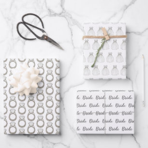 Bride Brautparty Diamond Ring Brautkleid Geschenkpapier Set