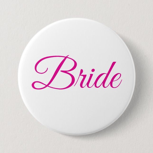 Bride Brautparty Rosa Weiß Elegantes Hochzeitsslim Button (Vorderseite)