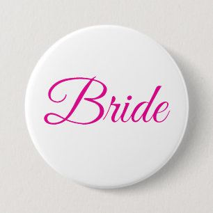 Bride Brautparty Rosa Weiß Elegantes Hochzeitsslim Button