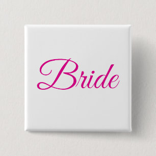 Bride Brautparty Rosa Weiß Elegantes Hochzeitsslim Button