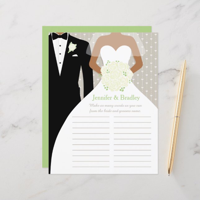 Bride Brautparty Word Game White Pop Kleid (Vorderseite/Rückseite Beispiel)