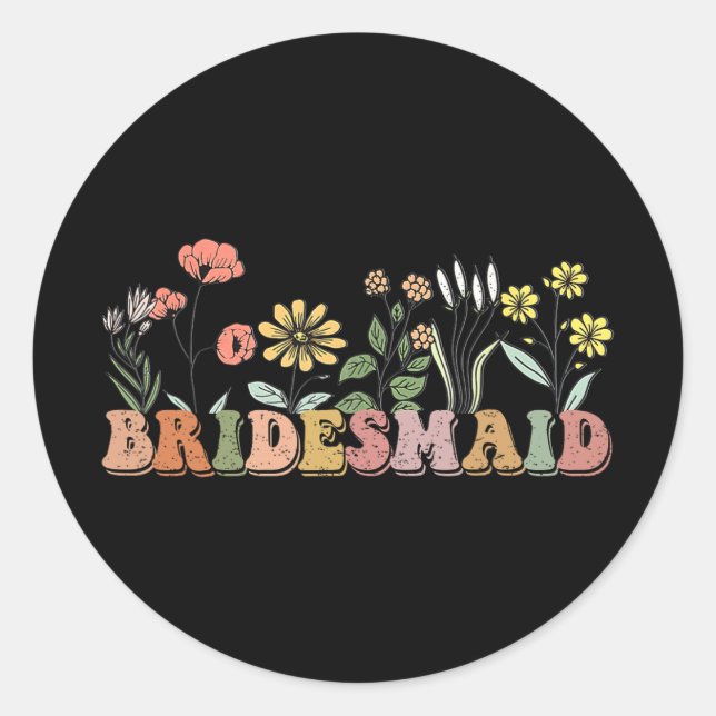 Bride Bride I Crew Wildblumen Bachelorett Runder Aufkleber (Vorderseite)