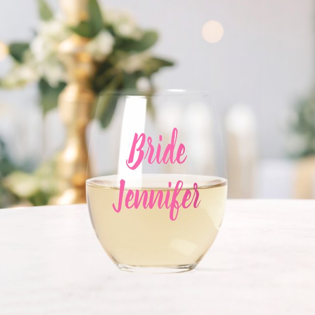 Bride Bridesmaid Pink Wedding Weinglas Ohne Stiel (Insitu (Hochzeit))