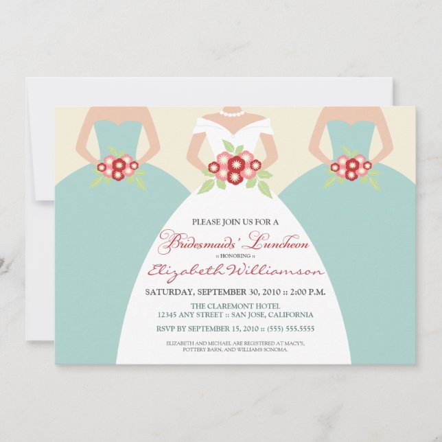 Bride & Bridesmaids Bridal Luncheon (direkt am Mee Einladung (Vorderseite)