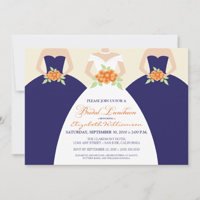 Bride & Bridesmaids Bridal Luncheon Invite (Marine Einladung (Vorderseite)