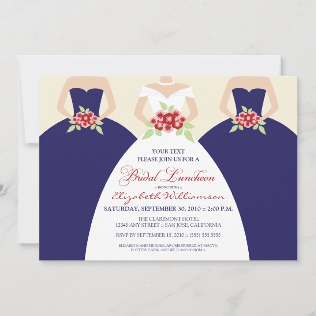 Bride & Bridesmaids Bridal Luncheon Invite (Marine Einladung (Vorderseite)