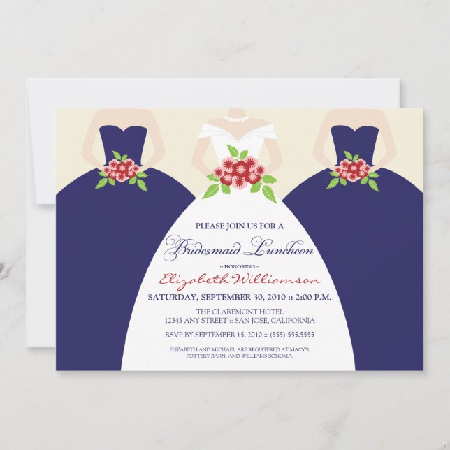 Bride & Bridesmaids Bridal Luncheon Invite (Marine Einladung (Vorderseite)