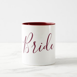 Bride Burgundy und White Cursive Zweifarbige Tasse