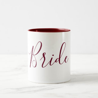 Bride Burgundy und White Cursive Zweifarbige Tasse