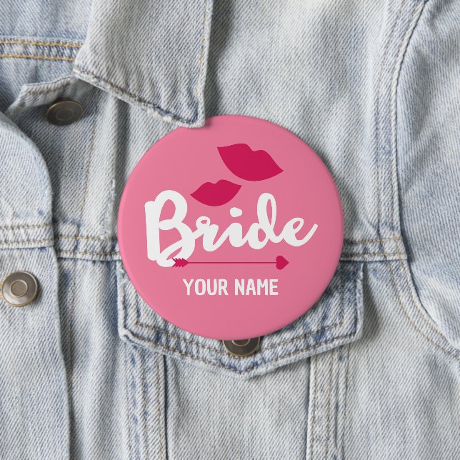 Bride Button Hot Pink Kisses (Beispiel)