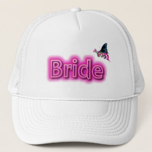 Bride Cap-White/Hot Pink mit Schmetterling Truckerkappe