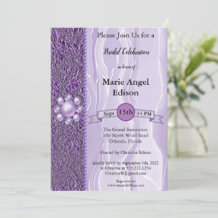 Bride Celebration Lila Foil & Silk mit Perlen I Einladung