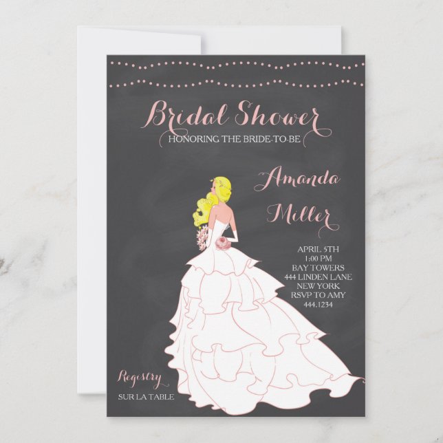 Bride Chalkboard Bridal Dusche Einladungen (Vorderseite)