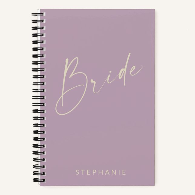 Bride Chic Minimalistisch Lilac Personalisiert   Notizbuch (Vorderseite)