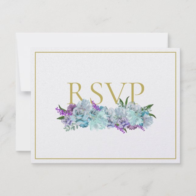 BRIDE CO Aquamarin Blue Bouquet Tradition Wedding  RSVP Karte (Vorderseite)