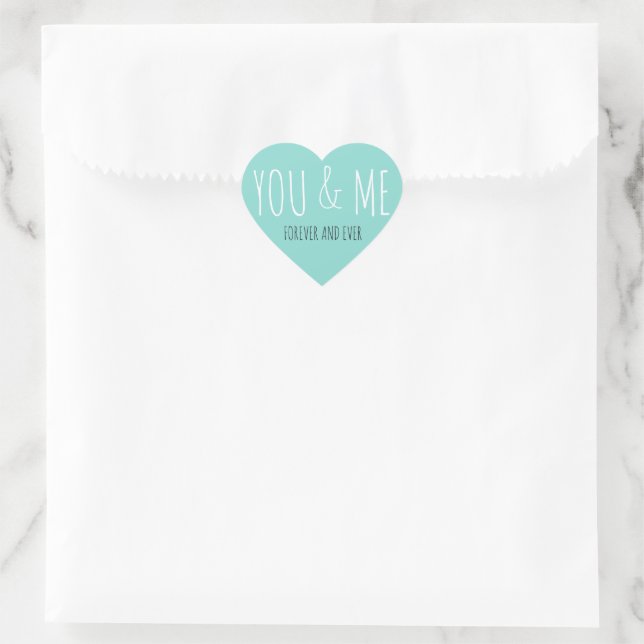 BRIDE CO Aquamarin Blue Forever You & Me Wedding S Herz-Aufkleber (Tasche)