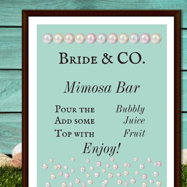 Bride & Co Aquamarin Blue Pearl Brautparty Mimosa Poster (Von Creator hochgeladen)