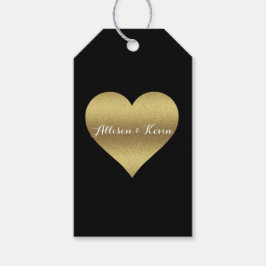 BRIDE & CO Black & Gold Heart Wedding Brautparty Geschenkanhänger