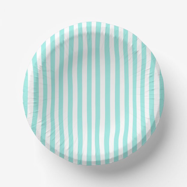 Bride & Co. Bridal Shower Turquoise Striped Pappteller (Vorderseite)